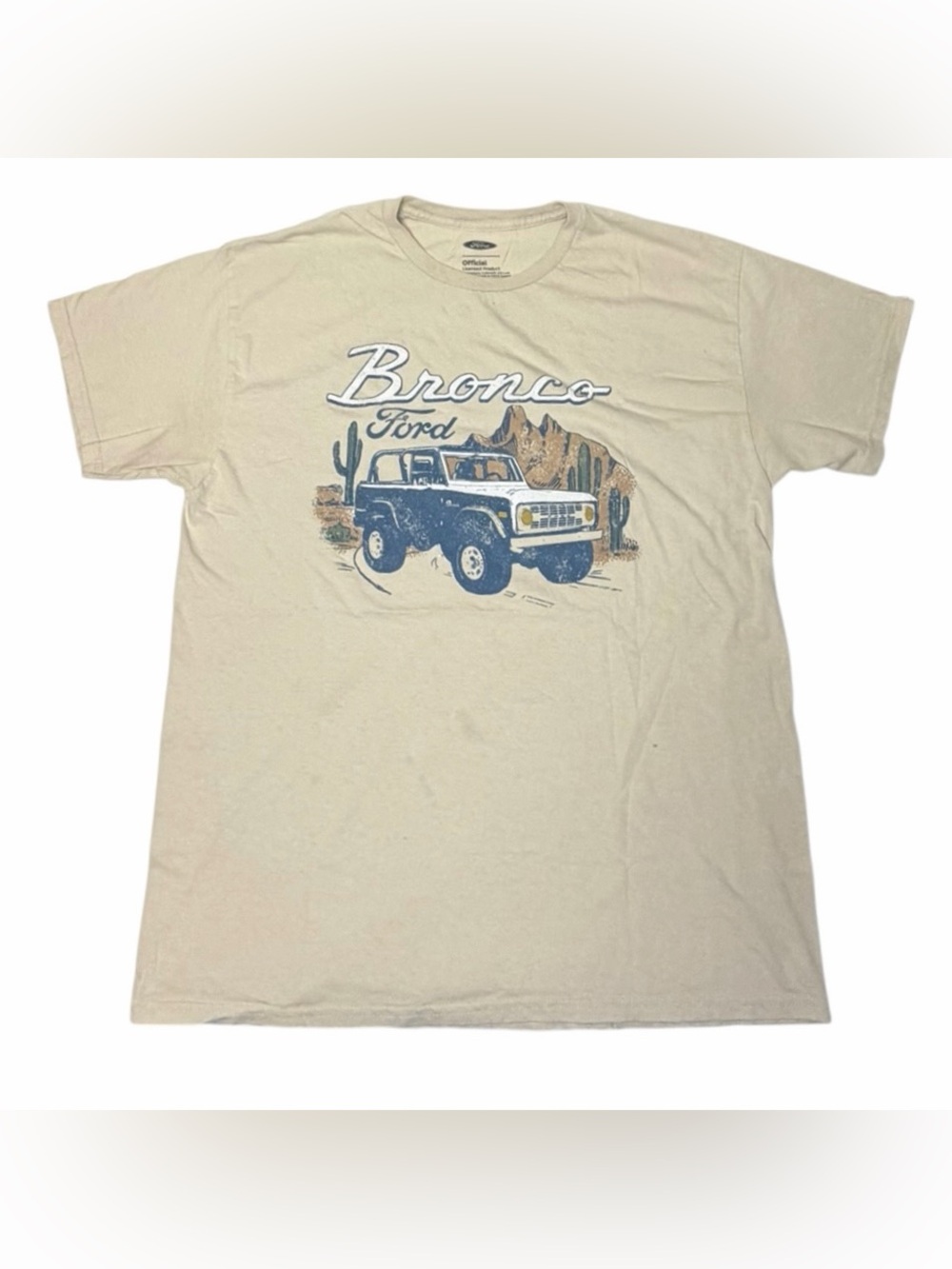 Ford Bronco Men’s Large Beige Desert 4x4 Graphic T-Shirt Retro Off Road Tee